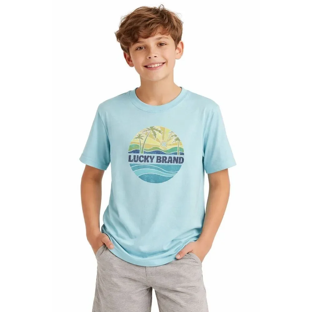 Lucky Brand Boys Pajama Top, Flame Resistant Graphic Sleep Shirt, Size L 14/16
